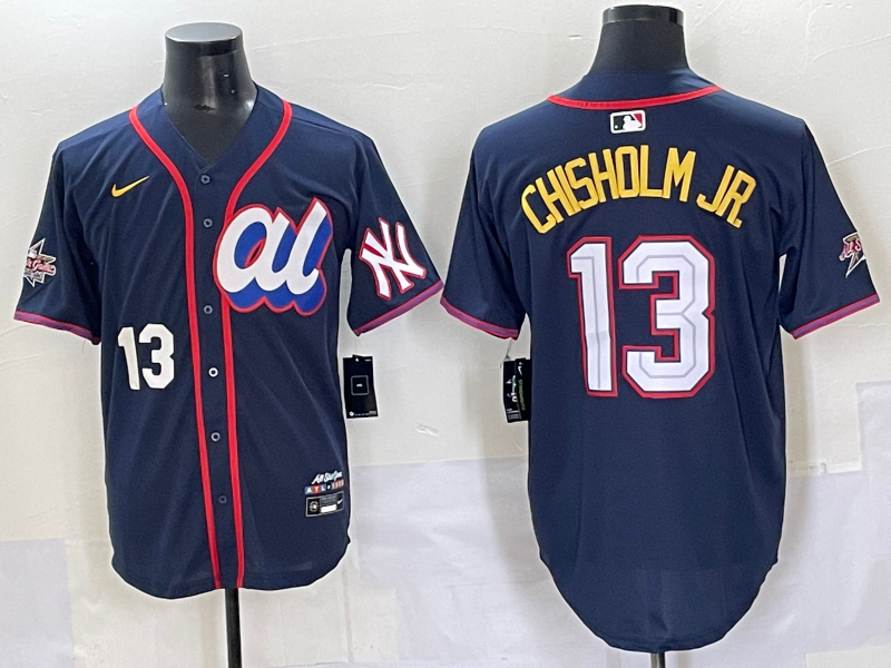Men 2025 New York Yankees #13 Chisholm Jr Drak Blue All star Blank Blue Nike MLB Jersey style 002